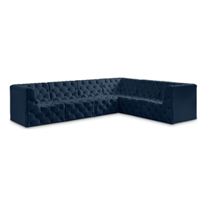Meridian Furniture Tuft Navy Velvet Modular Sectional