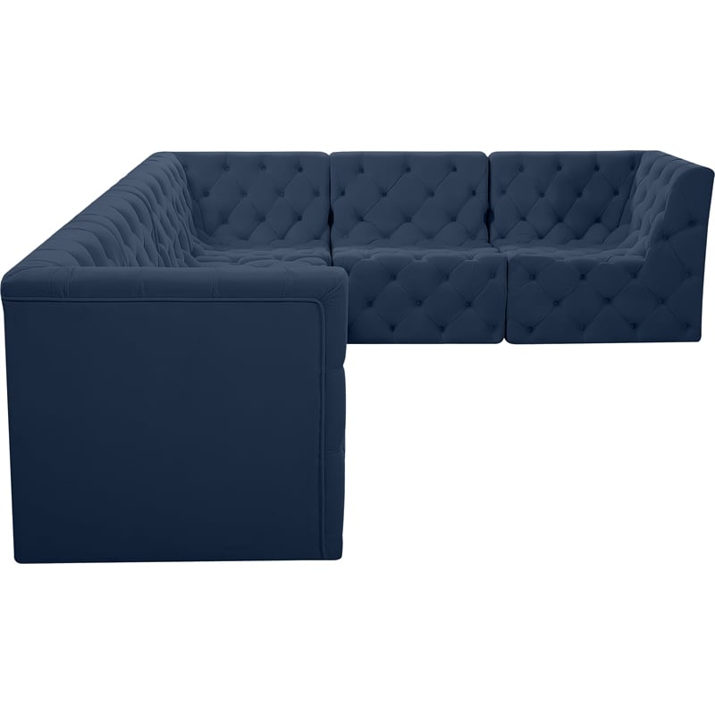 Meridian Furniture Tuft Navy Velvet Modular Sectional