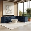 Meridian Furniture Tuft Navy Velvet Modular Sectional