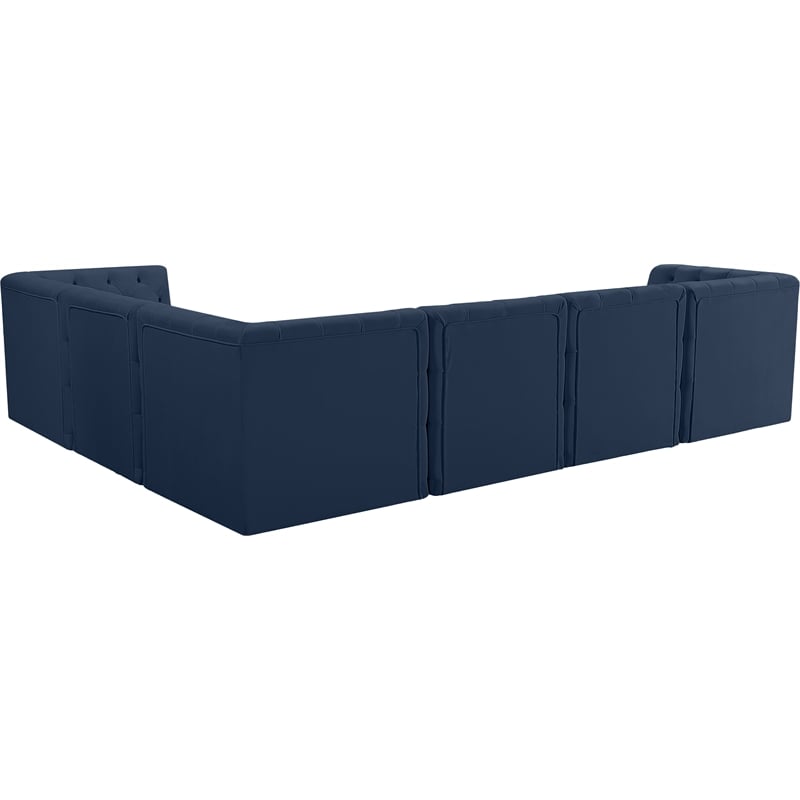 Meridian Furniture Tuft Navy Velvet Modular Sectional