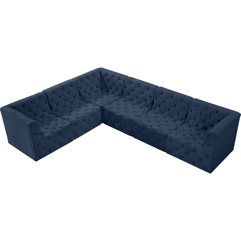 Meridian Furniture Tuft Navy Velvet Modular Sectional