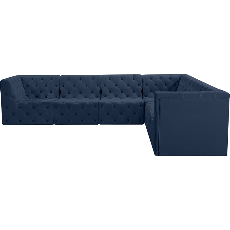 Meridian Furniture Tuft Navy Velvet Modular Sectional