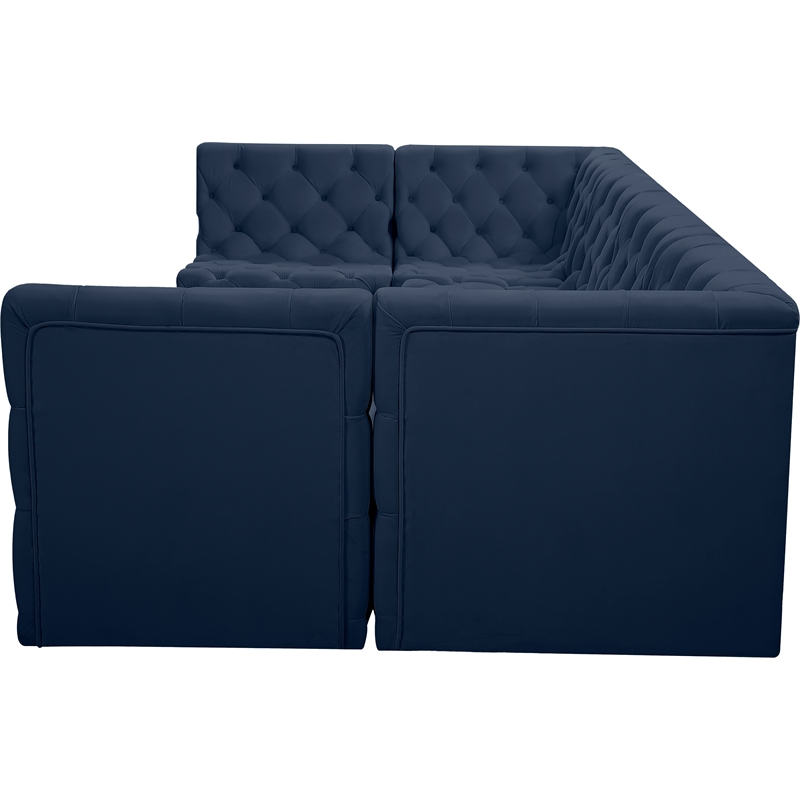 Meridian Furniture Tuft Navy Velvet Modular Sectional