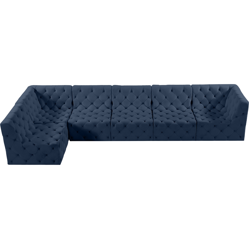 Meridian Furniture Tuft Navy Velvet Modular Sectional