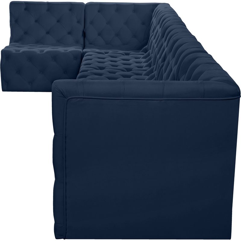 Meridian Furniture Tuft Navy Velvet Modular Sectional