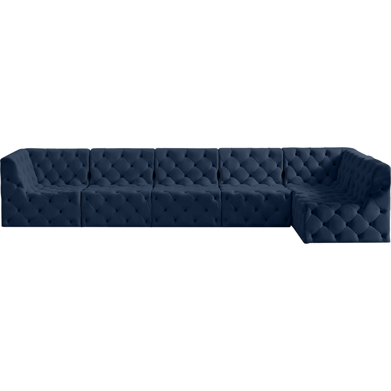 Meridian Furniture Tuft Navy Velvet Modular Sectional