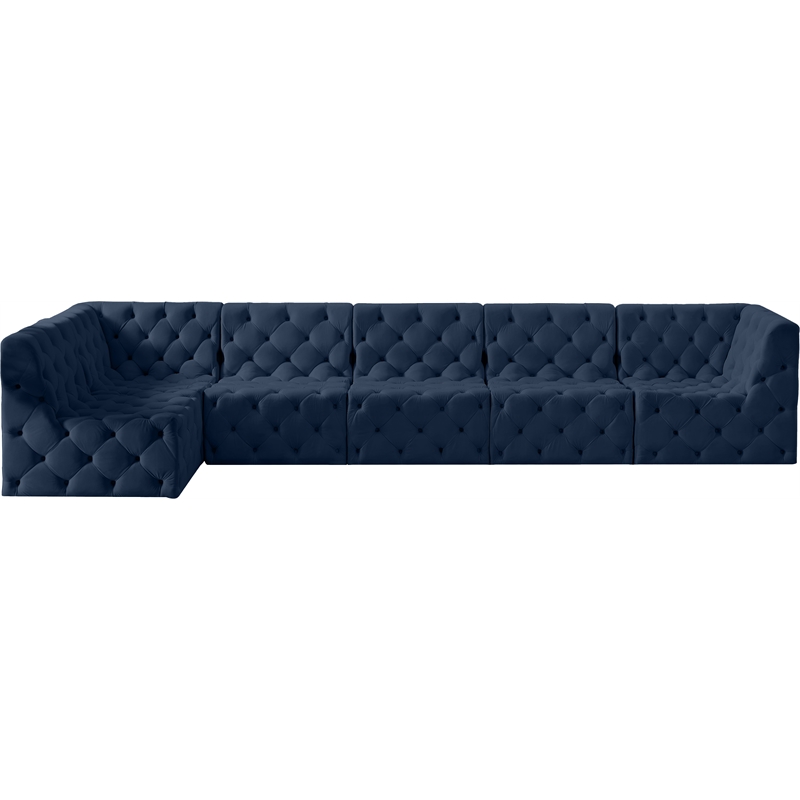 Meridian Furniture Tuft Navy Velvet Modular Sectional