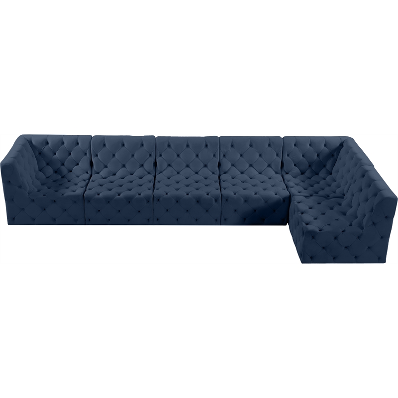 Meridian Furniture Tuft Navy Velvet Modular Sectional