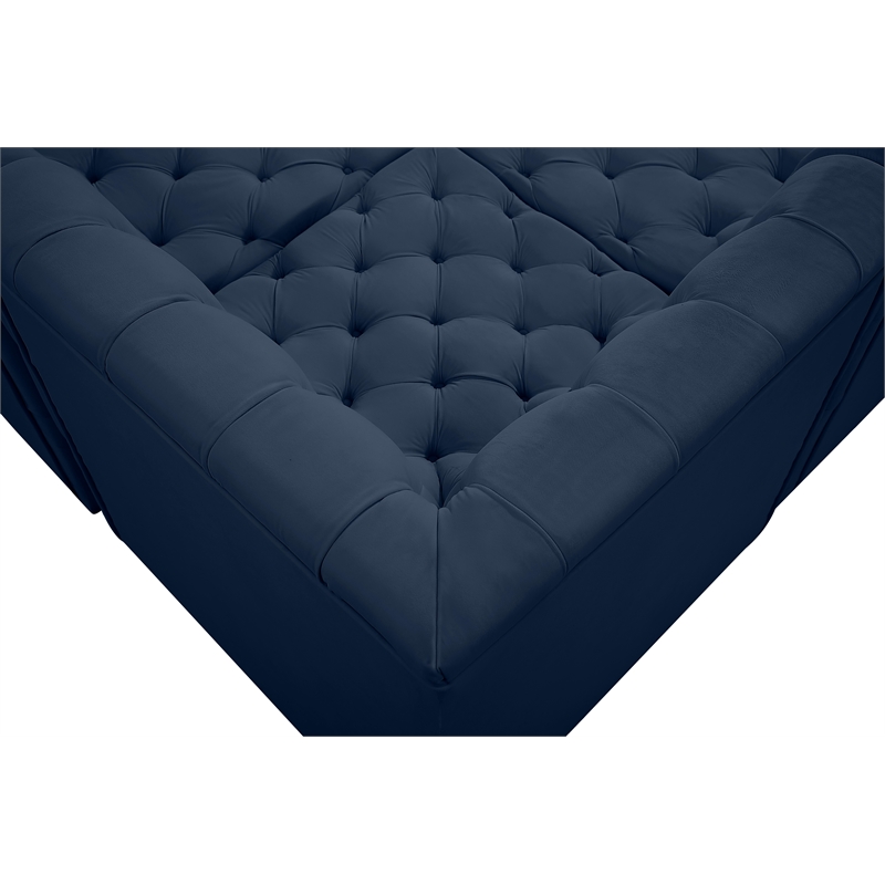 Meridian Furniture Tuft Navy Velvet Modular Sectional