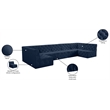 Meridian Furniture Tuft Navy Velvet Modular Sectional