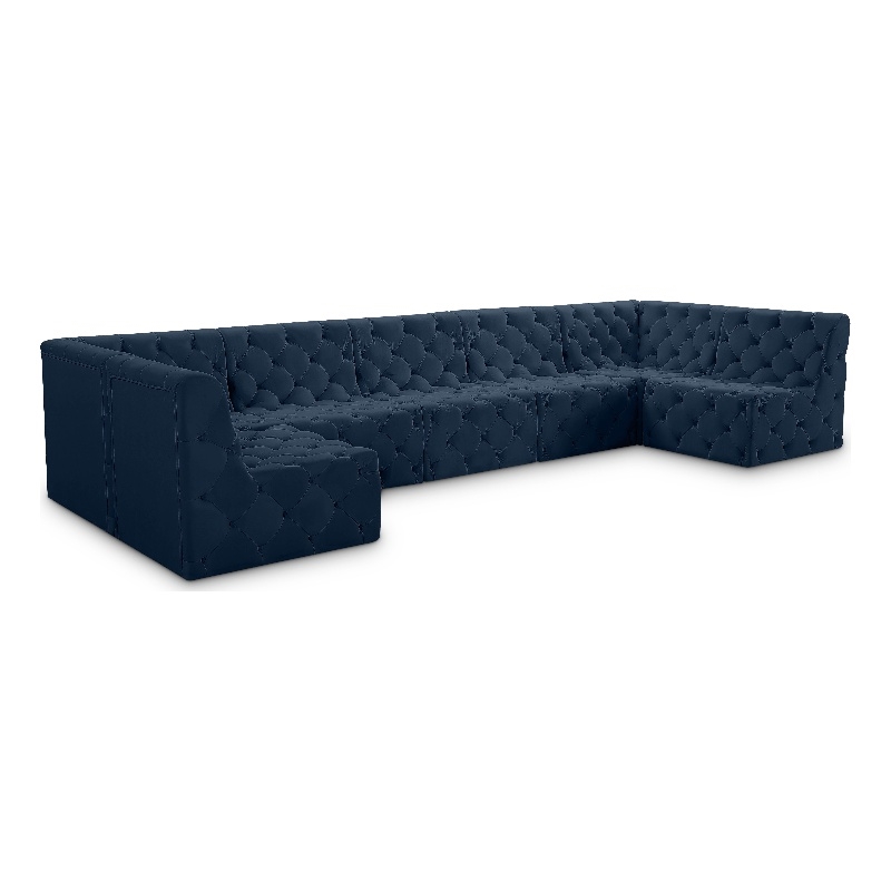 Meridian Furniture Tuft Navy Velvet Modular Sectional