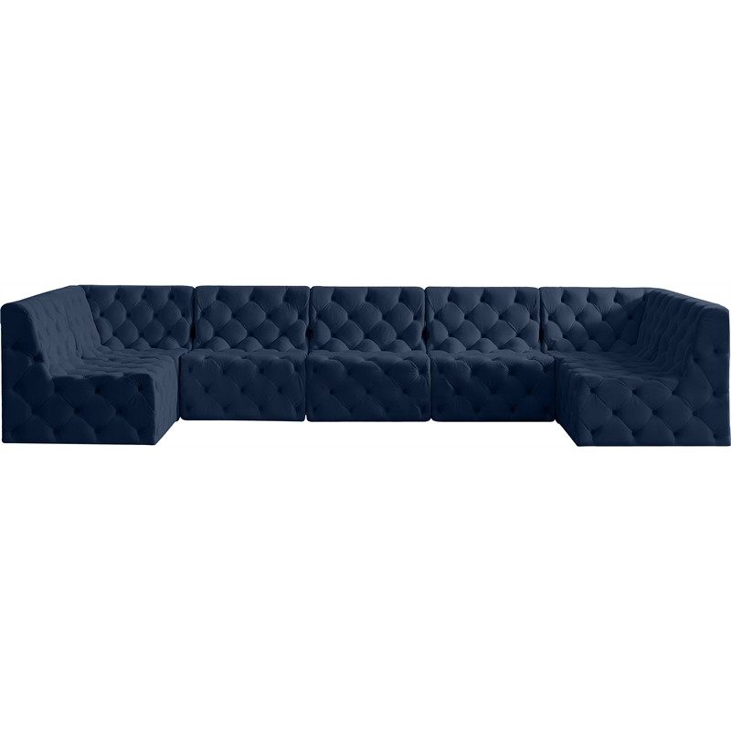 Meridian Furniture Tuft Navy Velvet Modular Sectional