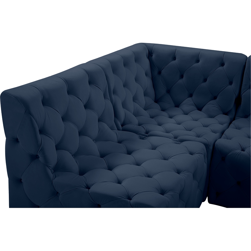 Meridian Furniture Tuft Navy Velvet Modular Sectional