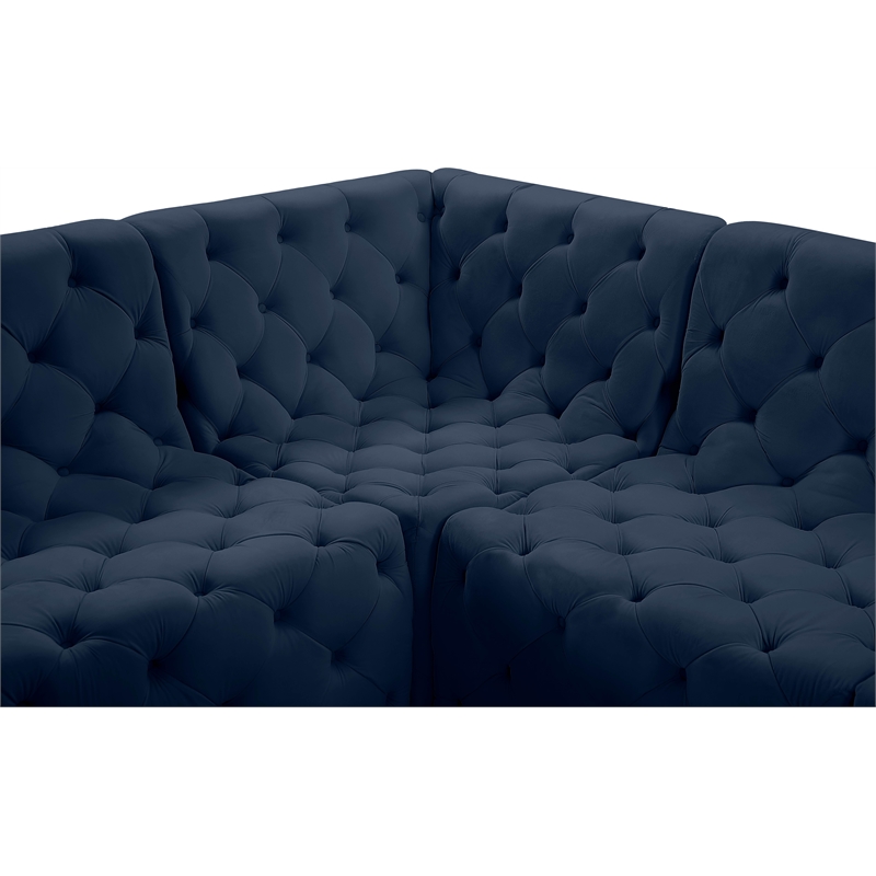 Meridian Furniture Tuft Navy Velvet Modular Sectional