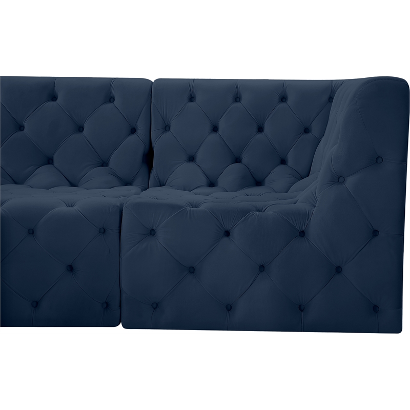 Meridian Furniture Tuft Navy Velvet Modular Sectional