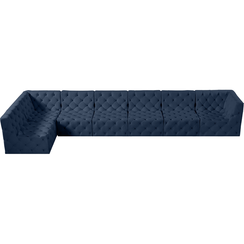 Meridian Furniture Tuft Navy Velvet Modular Sectional
