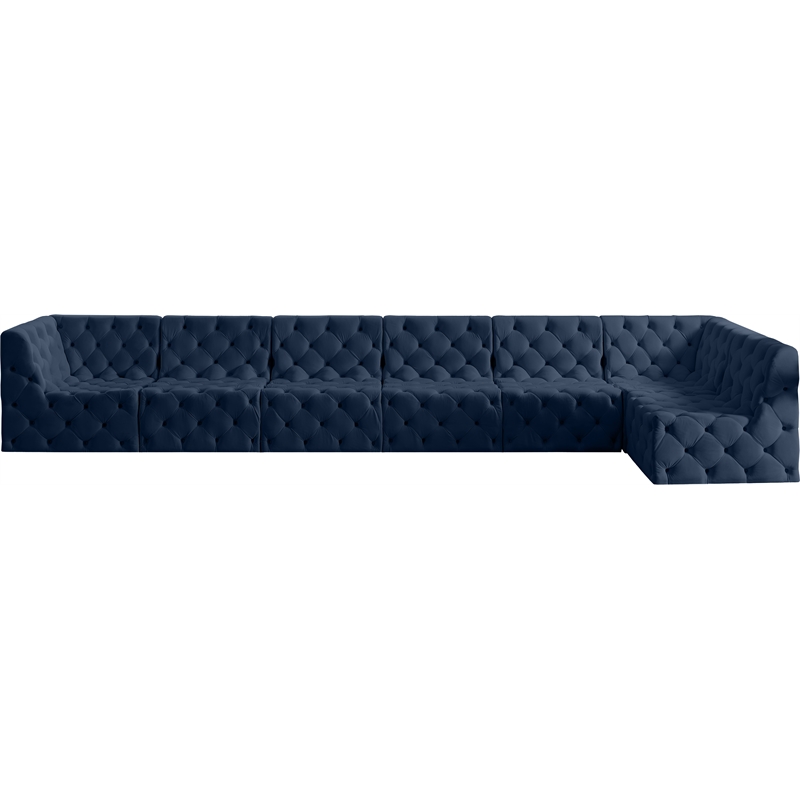 Meridian Furniture Tuft Navy Velvet Modular Sectional