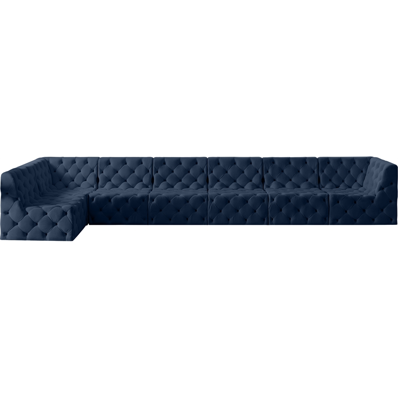 Meridian Furniture Tuft Navy Velvet Modular Sectional