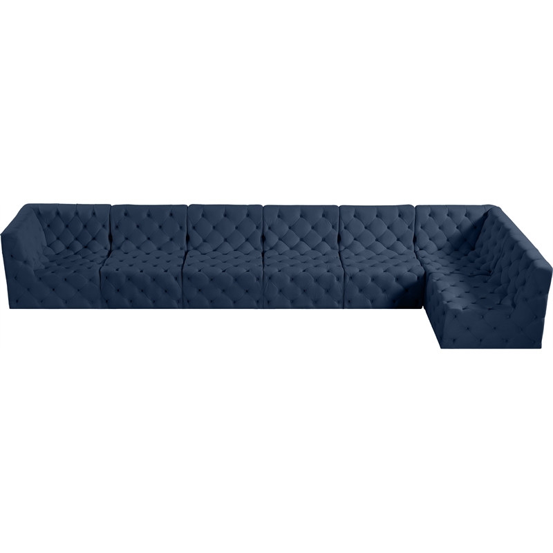 Meridian Furniture Tuft Navy Velvet Modular Sectional