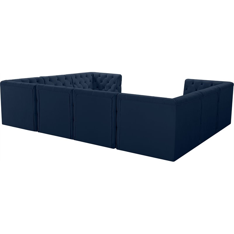 Meridian Furniture Tuft Navy Velvet Modular Sectional