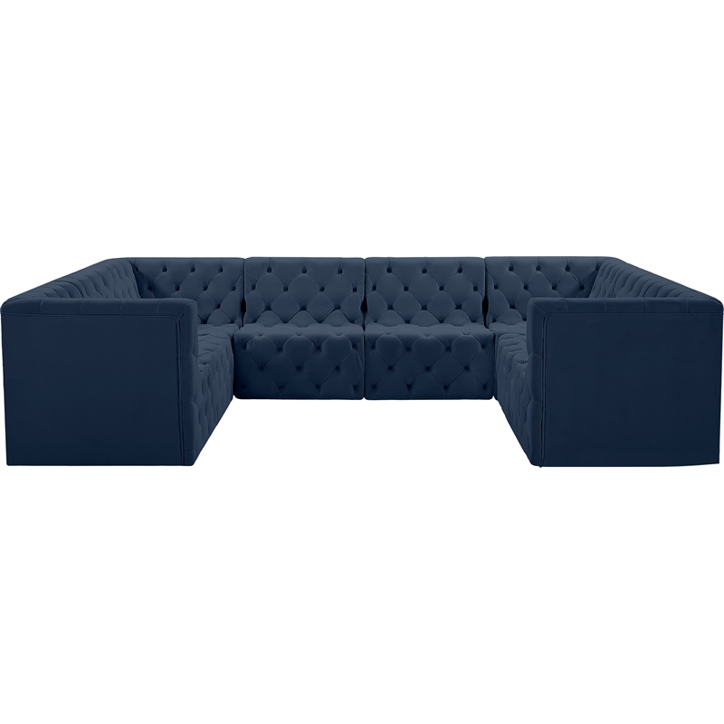 Meridian Furniture Tuft Navy Velvet Modular Sectional