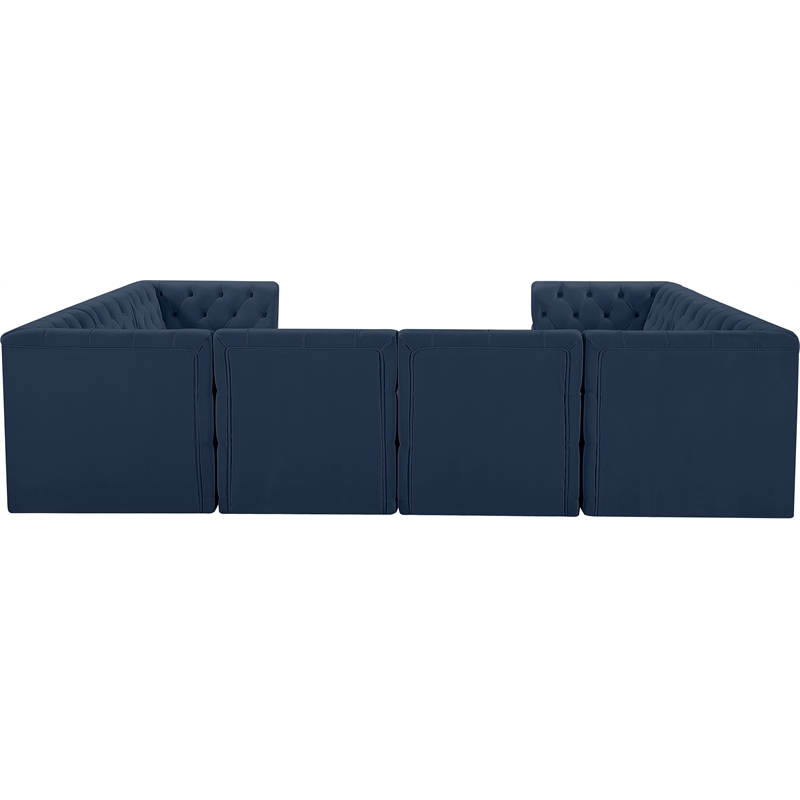 Meridian Furniture Tuft Navy Velvet Modular Sectional