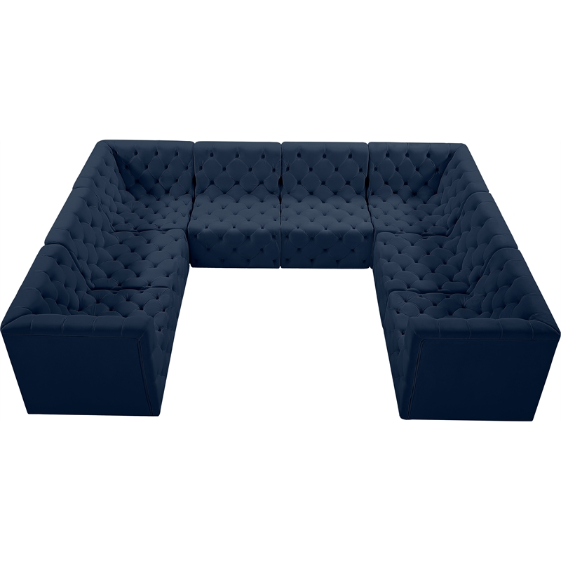 Meridian Furniture Tuft Navy Velvet Modular Sectional