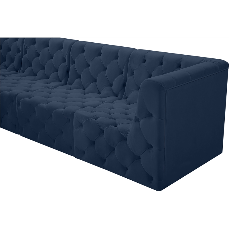 Meridian Furniture Tuft Navy Velvet Modular Sectional