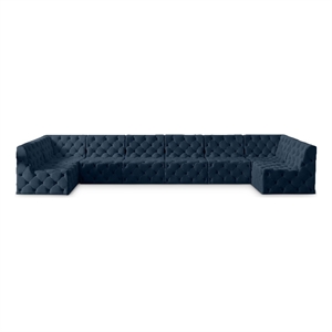 Meridian Furniture Tuft Navy Velvet Modular Sectional
