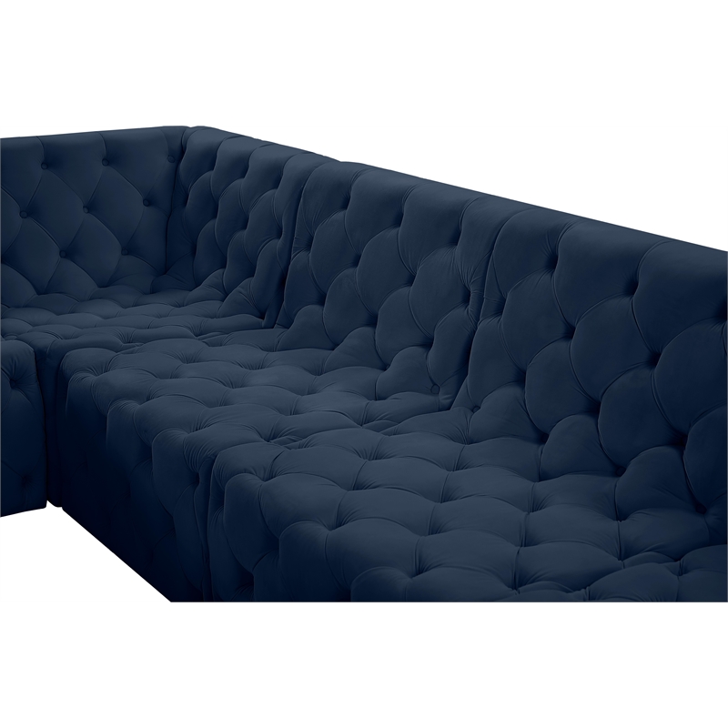 Meridian Furniture Tuft Navy Velvet Modular Sectional