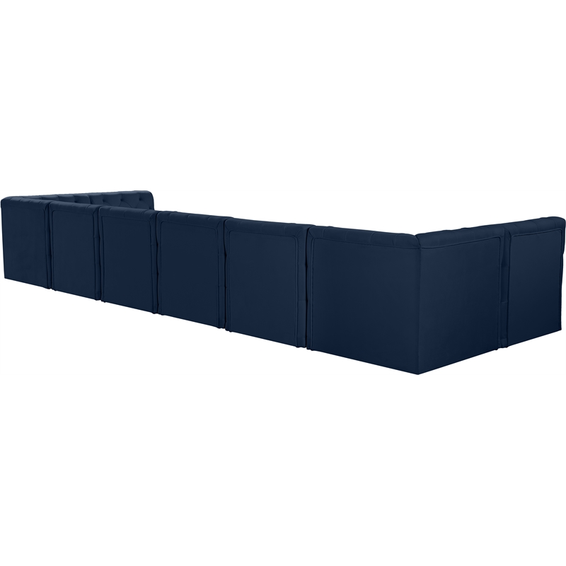 Meridian Furniture Tuft Navy Velvet Modular Sectional
