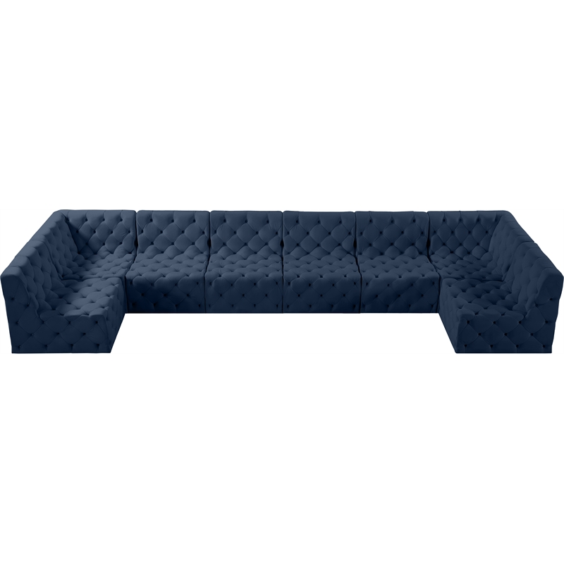 Meridian Furniture Tuft Navy Velvet Modular Sectional