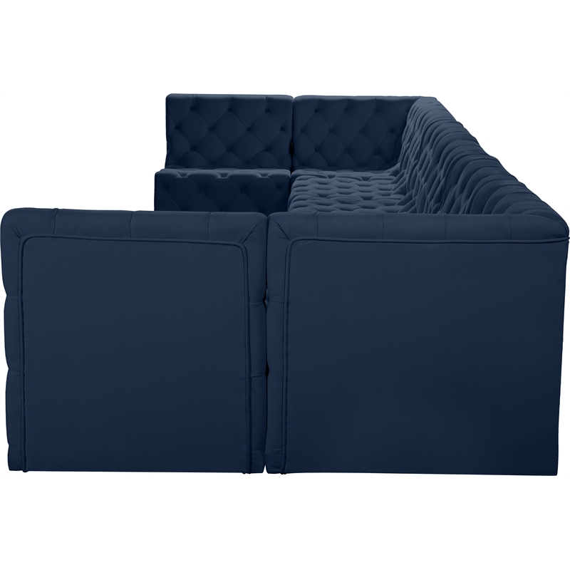 Meridian Furniture Tuft Navy Velvet Modular Sectional