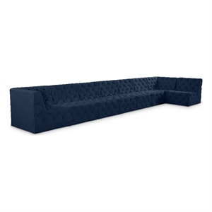 Meridian Furniture Tuft Navy Velvet Modular Sectional