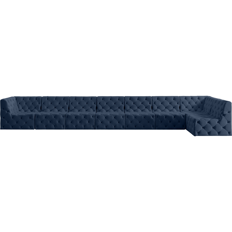 Meridian Furniture Tuft Navy Velvet Modular Sectional