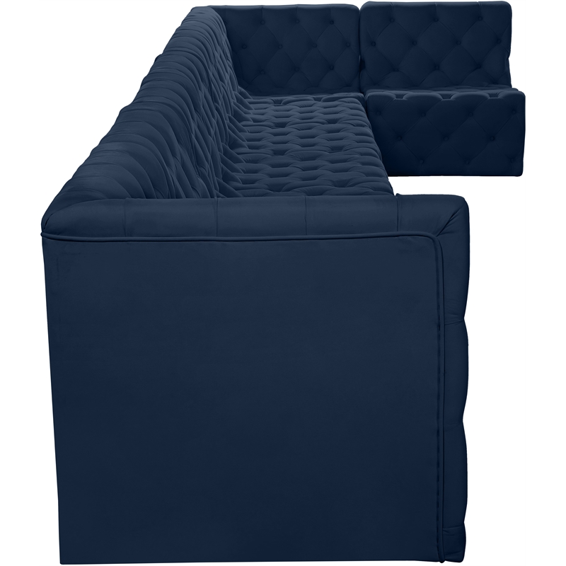 Meridian Furniture Tuft Navy Velvet Modular Sectional