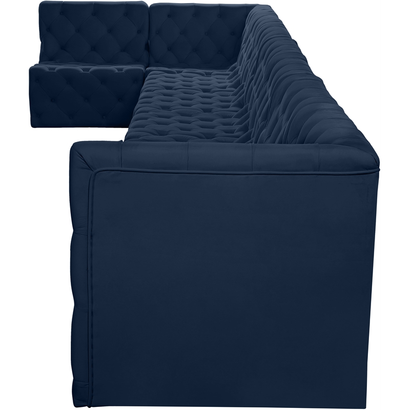 Meridian Furniture Tuft Navy Velvet Modular Sectional