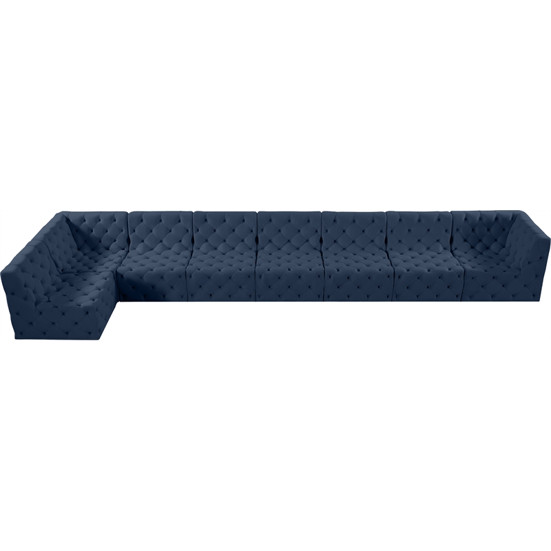 Meridian Furniture Tuft Navy Velvet Modular Sectional