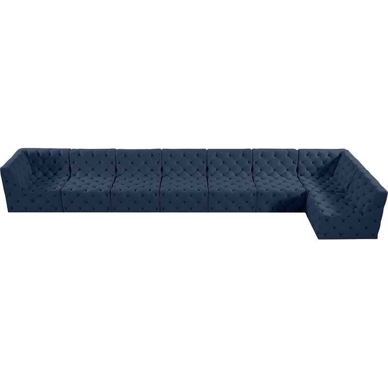 Meridian Furniture Tuft Navy Velvet Modular Sectional