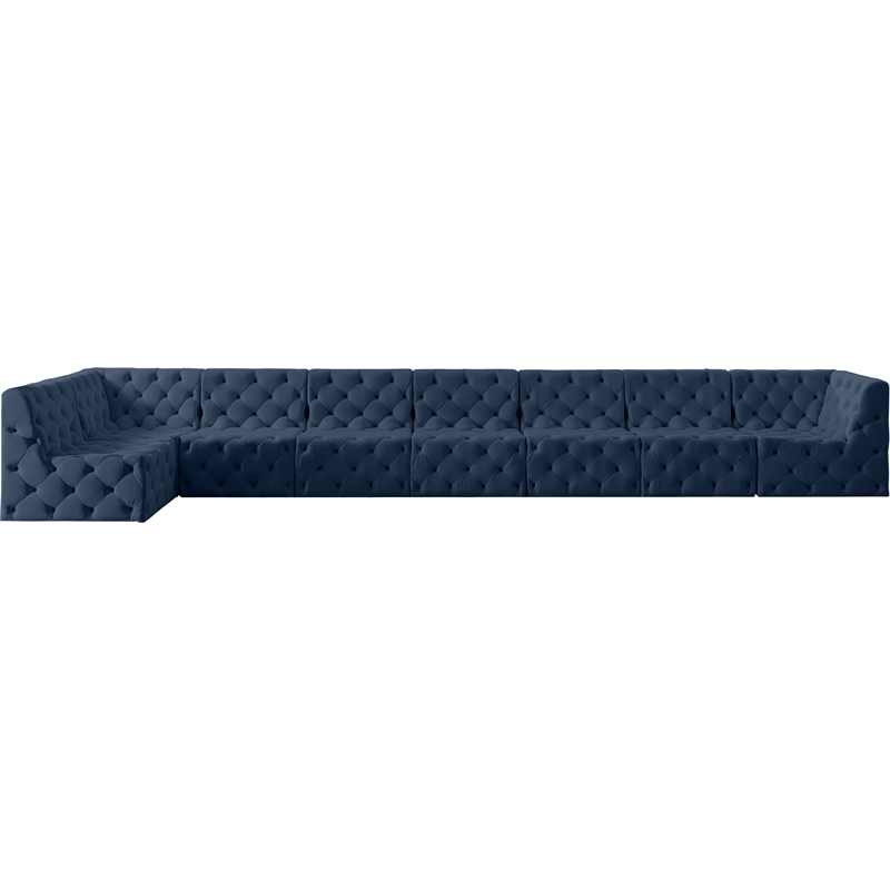 Meridian Furniture Tuft Navy Velvet Modular Sectional