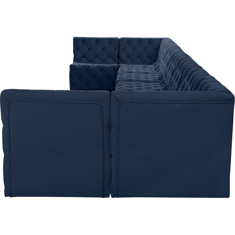Meridian Furniture Tuft Navy Velvet Modular Sectional