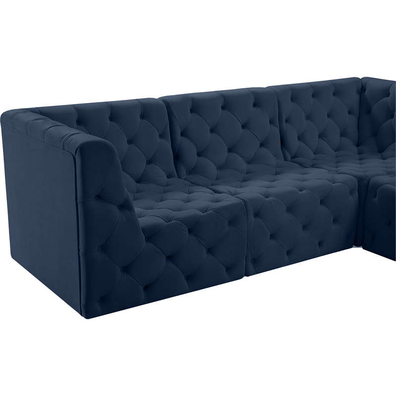 Meridian Furniture Tuft Navy Velvet Modular Sectional