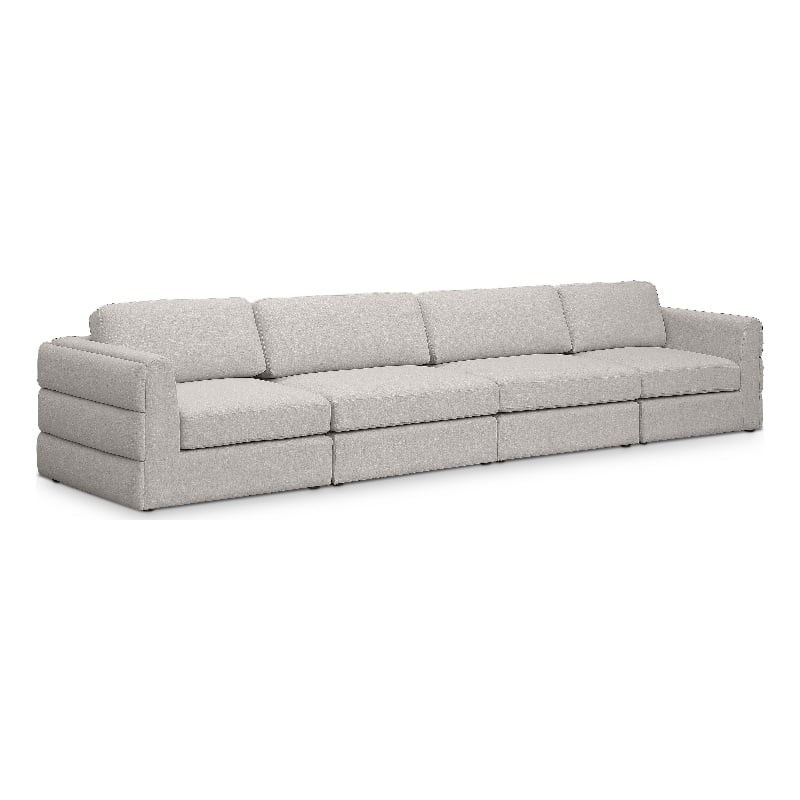 Meridian Furniture Beckham Beige Durable Linen Textured Fabric Modular Sofa