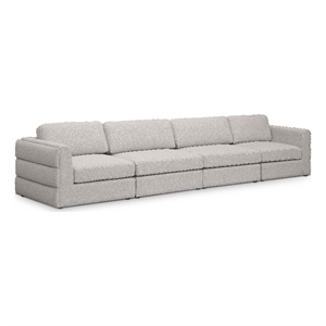 Meridian Furniture Beckham Beige Durable Linen Textured Fabric Modular Sofa