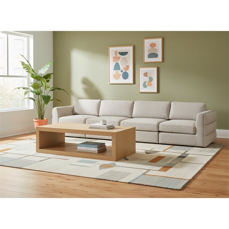 Meridian Furniture Beckham Beige Durable Linen Textured Fabric Modular Sofa