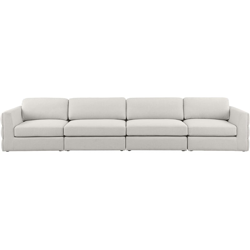 Meridian Furniture Beckham Beige Durable Linen Textured Fabric Modular Sofa