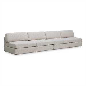 Meridian Furniture Beckham Beige Durable Linen Textured Fabric Modular Sofa