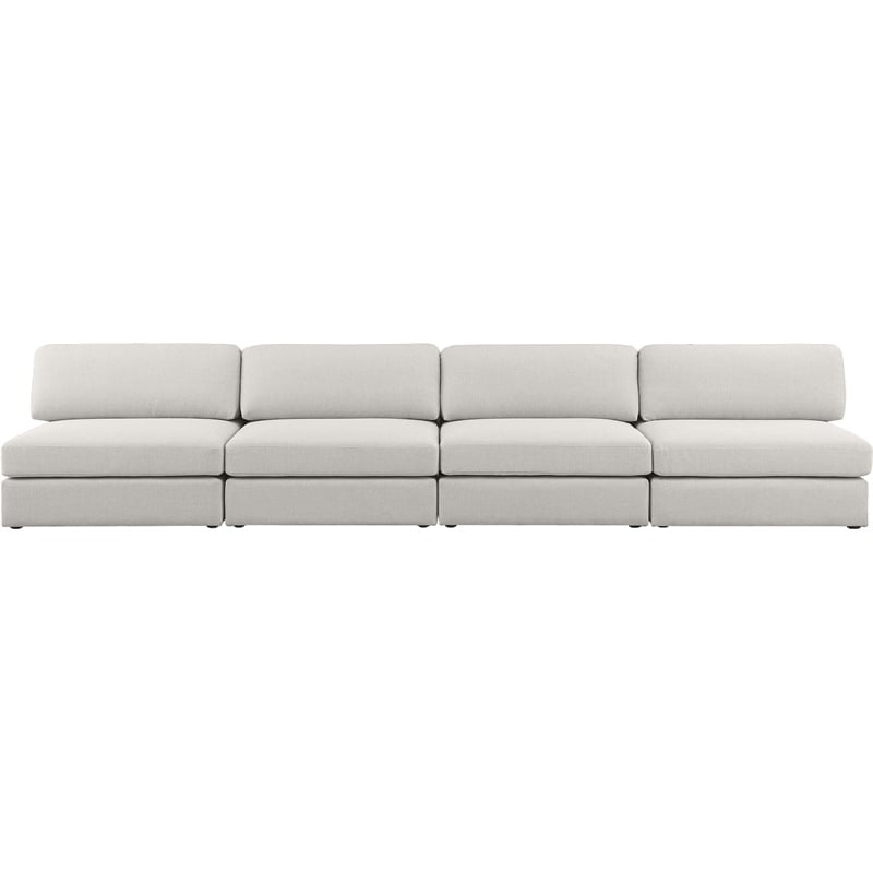 Meridian Furniture Beckham Beige Durable Linen Textured Fabric Modular Sofa
