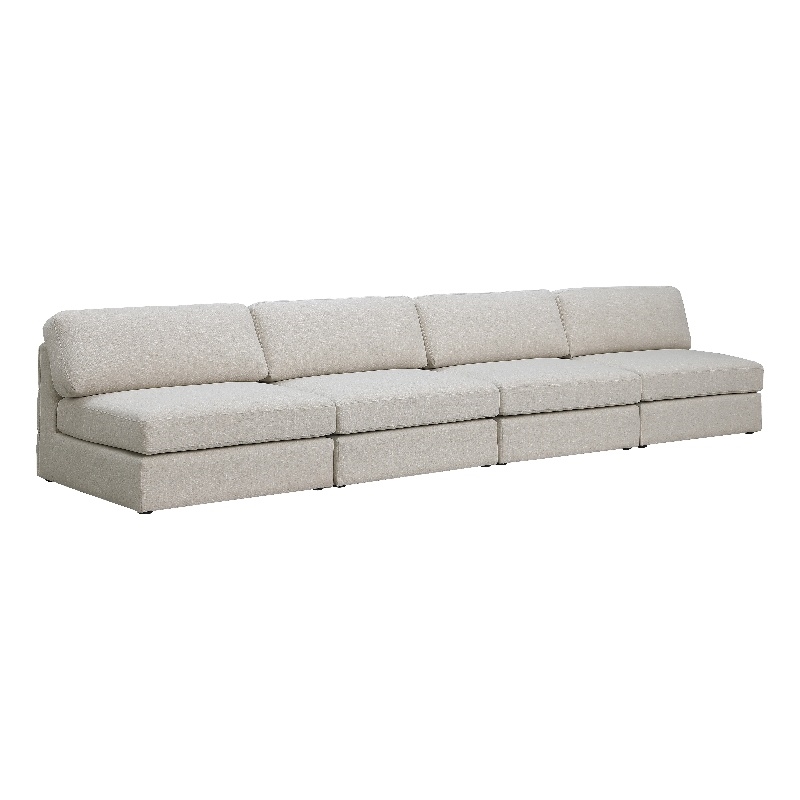 Meridian Furniture Beckham Beige Durable Linen Textured Fabric Modular Sofa