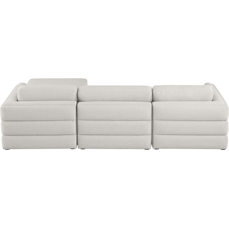 Meridian Furniture Beckham Beige Durable Linen Textured Fabric Modular Sectional